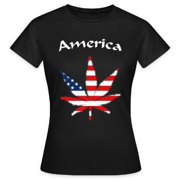 Weed USA America Ganja - Frauen T-Shirt - Schwarz - Vorne - AI Model Female 172 dark (172cm)