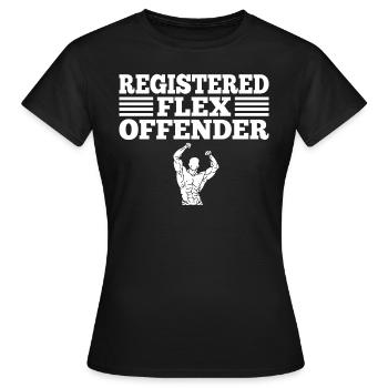 Funny Registered Flex Offender Bodybuilding - Women's T-Shirt - black - Front - AI Model Female 172 dark (172cm)
