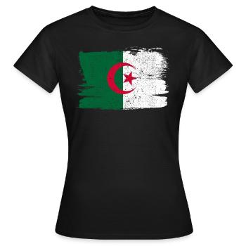Drapeau de l’Algérie Bandiera Peace Vintage - T-shirt Femme - noir - Devant - AI Model Female 172 dark (172cm)