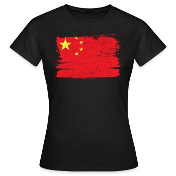 Cina Bandiera Chine drapeau paix Vintage - T-shirt Femme - noir - Devant - AI Model Female 172 dark (172cm)