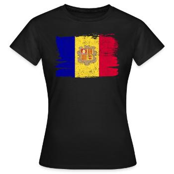 Andorre Bandiera Drapeau Paix Vintage - T-shirt Femme - noir - Devant - AI Model Female 172 dark (172cm)