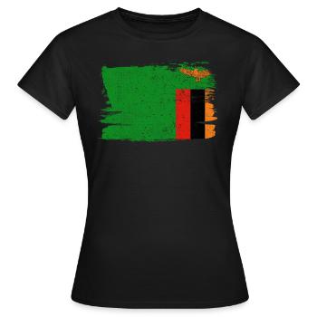Zambie Bandiera drapeau paix Vintage - T-shirt Femme - noir - Devant - AI Model Female 172 dark (172cm)