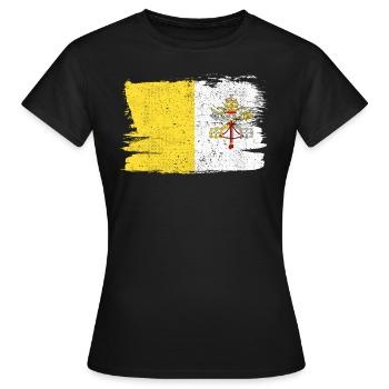 Cité du Vatican Bandiera Vaticano drapeau paix Vintage - T-shirt Femme - noir - Devant - AI Model Female 172 dark (172cm)