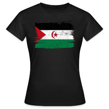 Sahara Occidental Bandiera Drapeau Paix Vintage - T-shirt Femme - noir - Devant - AI Model Female 172 dark (172cm)