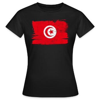 Tunisie Bandiera Drapeau Paix Vintage - T-shirt Femme - noir - Devant - AI Model Female 172 dark (172cm)