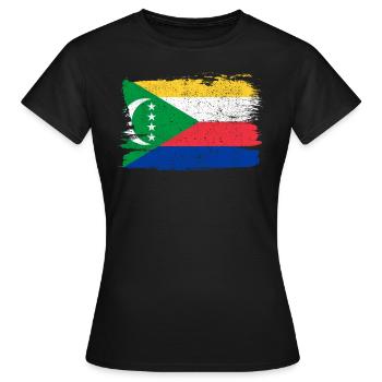Comores Bandiera Drapeau Paix Vintage - T-shirt Femme - noir - Devant - AI Model Female 172 dark (172cm)
