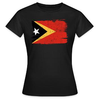 Osttimor Flagge Flagge Frieden Vintage - Frauen T-Shirt - Schwarz - Vorne - AI Model Female 172 dark (172cm)