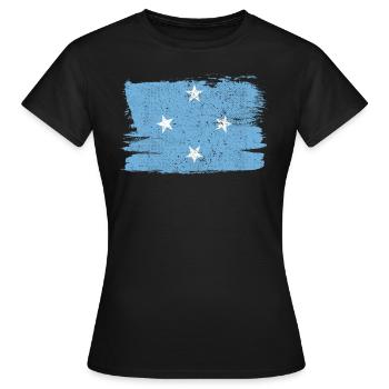 Mikronesien Flagge Flagge Frieden Vintage - Frauen T-Shirt - Schwarz - Vorne - AI Model Female 172 dark (172cm)