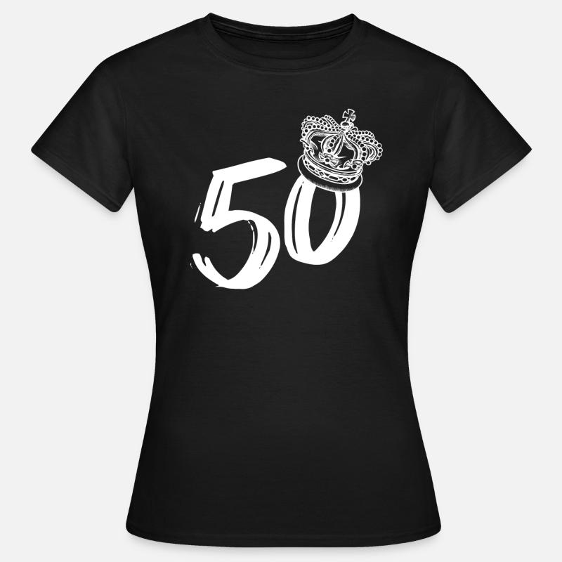 50 ° compleanno 50 anni corona Cinquanta regali - Maglietta da donna - nero