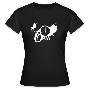6 pm - Women's T-Shirt - black - Front - AI Model Female 172 dark (172cm)