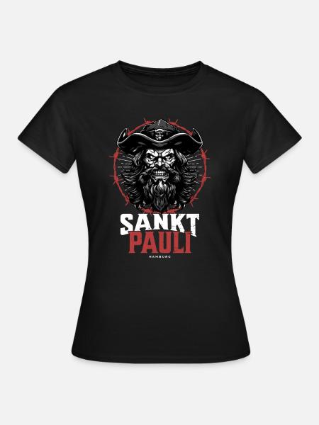 St Pauli Retro Piratenkopf Hansestadt Hamburg - Women's T-Shirt - black