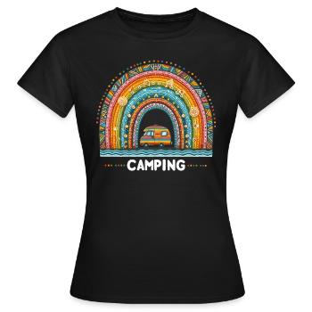 Rainbow Camping Tentes Holiday Time Out Caravane - T-shirt Femme - noir - Devant - AI Model Female 172 dark (172cm)