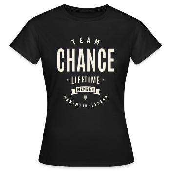 Team Chance Membre à vie Funny Name Chance - T-shirt Femme - noir - Devant - AI Model Female 172 dark (172cm)