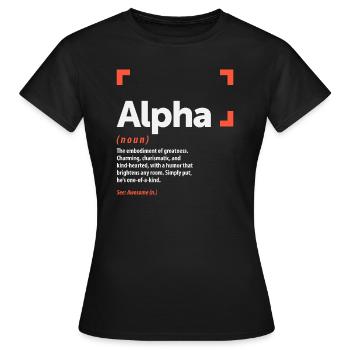 Alpha Definition Personalized Name Alpha - Women's T-Shirt - black - Front - AI Model Female 172 dark (172cm)