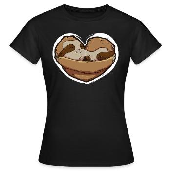 Paresseux de la Saint-Valentin - T-shirt Femme - noir - Devant - AI Model Female 172 dark (172cm)