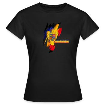 Rumänien - Frauen T-Shirt - Schwarz - Vorne - AI Model Female 172 dark (172cm)