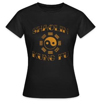 T-shirt Shaolin Kong Fu Arts Martiaux Ying Yang - T-shirt Femme - noir - Devant - AI Model Female 172 dark (172cm)