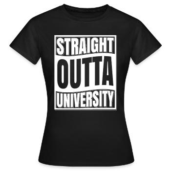 Straight Outta University T-Shirt Abschluss 2019 - Frauen T-Shirt - Schwarz - Vorne - AI Model Female 172 dark (172cm)