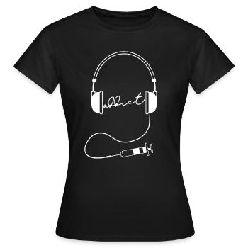 Music Dependent T-Shirt Gift Headphone DJ - Women's T-Shirt - black - Front - AI Model Female 172 dark (172cm)