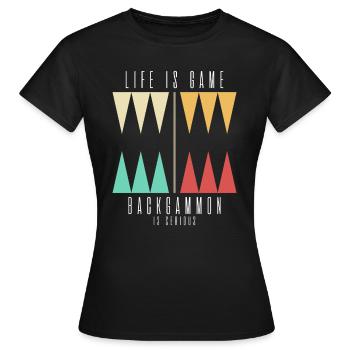 T-shirt de jeu de plateau de joueur de backgammon - T-shirt Femme - noir - Devant - AI Model Female 172 dark (172cm)