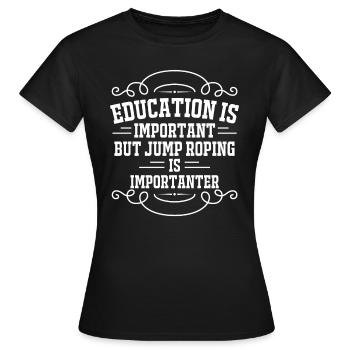 Education instruction jumping rope - Women's T-Shirt - black - Front - AI Model Female 172 dark (172cm)