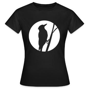 Specht Vogel T-Shirt Geschenk - Frauen T-Shirt - Schwarz - Vorne - AI Model Female 172 dark (172cm)