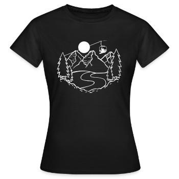 Winterlandschaft Snowboarder Skilift Geschenk - Frauen T-Shirt - Schwarz - Vorne - AI Model Female 172 dark (172cm)