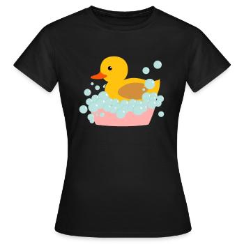 Canard de bain Cadeau Canard jaune en caoutchouc - T-shirt Femme - noir - Devant - AI Model Female 172 dark (172cm)