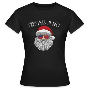 Christmas In July Weihnachtsmann Amerika Flagge - Frauen T-Shirt - Schwarz - Vorne - AI Model Female 172 dark (172cm)
