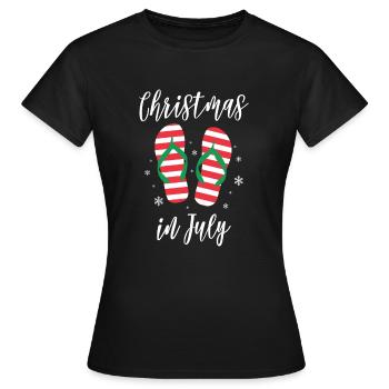 Noël en juillet Flip Flops Cadeau - T-shirt Femme - noir - Devant - AI Model Female 172 dark (172cm)