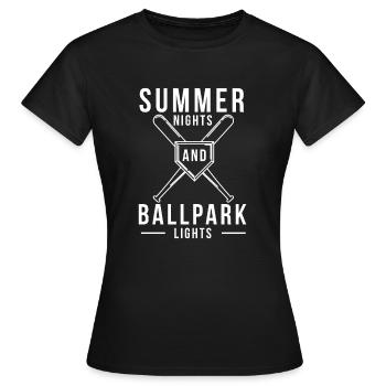 Nuits d’été et ballpark lights Baseball - T-shirt Femme - noir - Devant - AI Model Female 172 dark (172cm)