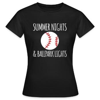 Nuits d’été et ballpark lights Baseball - T-shirt Femme - noir - Devant - AI Model Female 172 dark (172cm)