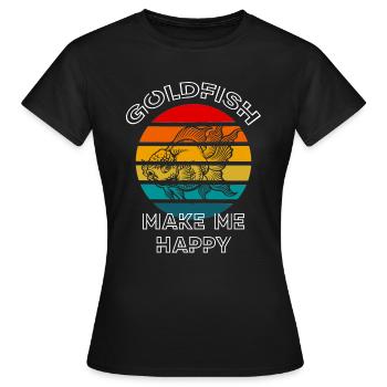 Les poissons rouges me rendent heureux coucher de soleil rétro - T-shirt Femme - noir - Devant - AI Model Female 172 dark (172cm)