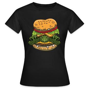 Lustiger Rotohr Slider Besitzer Burger - Frauen T-Shirt - Schwarz - Vorne - AI Model Female 172 dark (172cm)