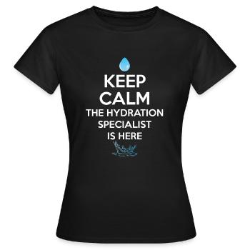 Restez calme Le spécialiste de l’hydratation est là - T-shirt Femme - noir - Devant - AI Model Female 172 dark (172cm)