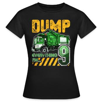 Müllwagen 9. Geburtstag 9 Jahre alter Geburtstag - Frauen T-Shirt - Schwarz - Vorne - AI Model Female 172 dark (172cm)