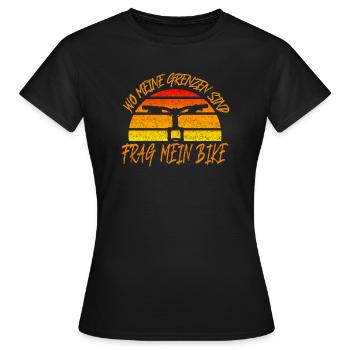 Wo meine Grenzen sind, frag mein Bike - Frauen T-Shirt - Schwarz - Vorne - AI Model Female 172 dark (172cm)