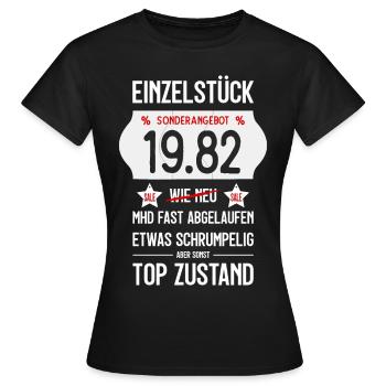 44. GEBURTSTAG 1982 EINZELSTÜCK PREISSCHILD - Frauen T-Shirt - Schwarz - Vorne - AI Model Female 172 dark (172cm)