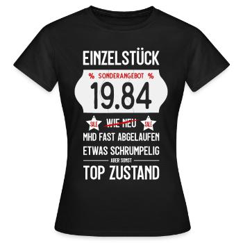 42. GEBURTSTAG 1984 EINZELSTÜCK PREISSCHILD - Frauen T-Shirt - Schwarz - Vorne - AI Model Female 172 dark (172cm)