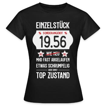70. GEBURTSTAG 1956 EINZELSTÜCK PREISSCHILD - Frauen T-Shirt - Schwarz - Vorne - AI Model Female 172 dark (172cm)