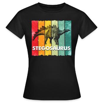 Stegosaurus Dinosaurier - Frauen T-Shirt - Schwarz - Vorne - AI Model Female 172 dark (172cm)