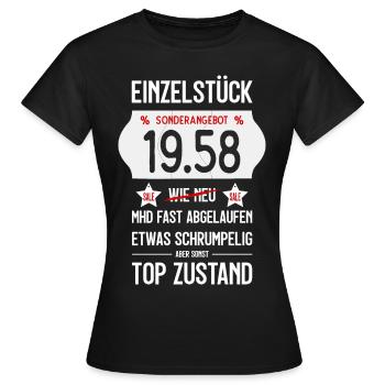 68. GEBURTSTAG 1958 EINZELSTÜCK PREISSCHILD - Frauen T-Shirt - Schwarz - Vorne - AI Model Female 172 dark (172cm)