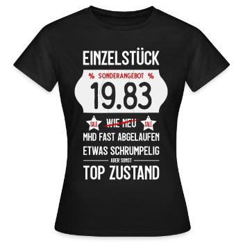 43. GEBURTSTAG 1983 EINZELSTÜCK PREISSCHILD - Frauen T-Shirt - Schwarz - Vorne - AI Model Female 172 dark (172cm)