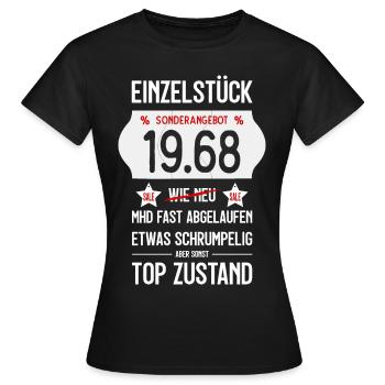 58. GEBURTSTAG 1968 EINZELSTÜCK PREISSCHILD - Frauen T-Shirt - Schwarz - Vorne - AI Model Female 172 dark (172cm)