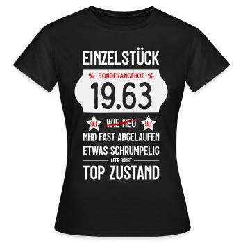 63. GEBURTSTAG 1963 EINZELSTÜCK PREISSCHILD - Frauen T-Shirt - Schwarz - Vorne - AI Model Female 172 dark (172cm)