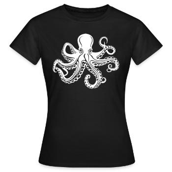 Oktopus grimmig - Frauen T-Shirt - Schwarz - Vorne - AI Model Female 172 dark (172cm)