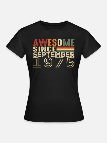 September 1975, Geburtstagsgeschenk September 1975 - Dame-T-shirt - sort