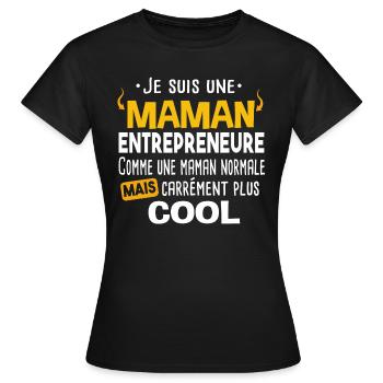 Entrepreneure mère. Cadeau humour freelance CEO - T-shirt Femme - noir - Devant - AI Model Female 172 dark (172cm)