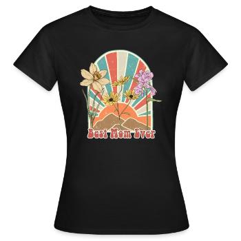 Best Mom Ever - floral flowers vintage design - Women's T-Shirt - black - Front - AI Model Female 172 dark (172cm)