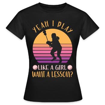 Lacrosse Spieler - Frauen T-Shirt - Schwarz - Vorne - AI Model Female 172 dark (172cm)